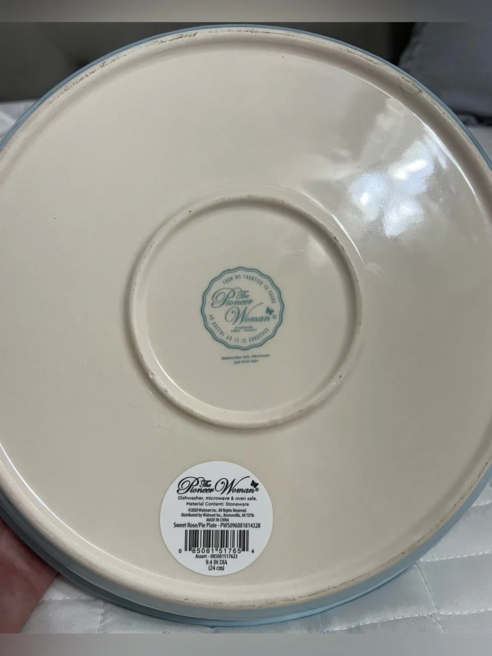 Pioneer Woman Sweet Rose Light Blue Pie Plate Dishwasher Oven & Microwave Safe